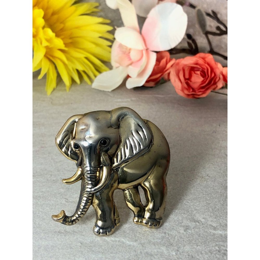 Elephant Brooch/pendant, Polished Brass .